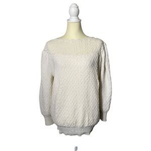 Vintage Centennial Knit Made In USA Ivory Textured Knit Sweater Women's Size M